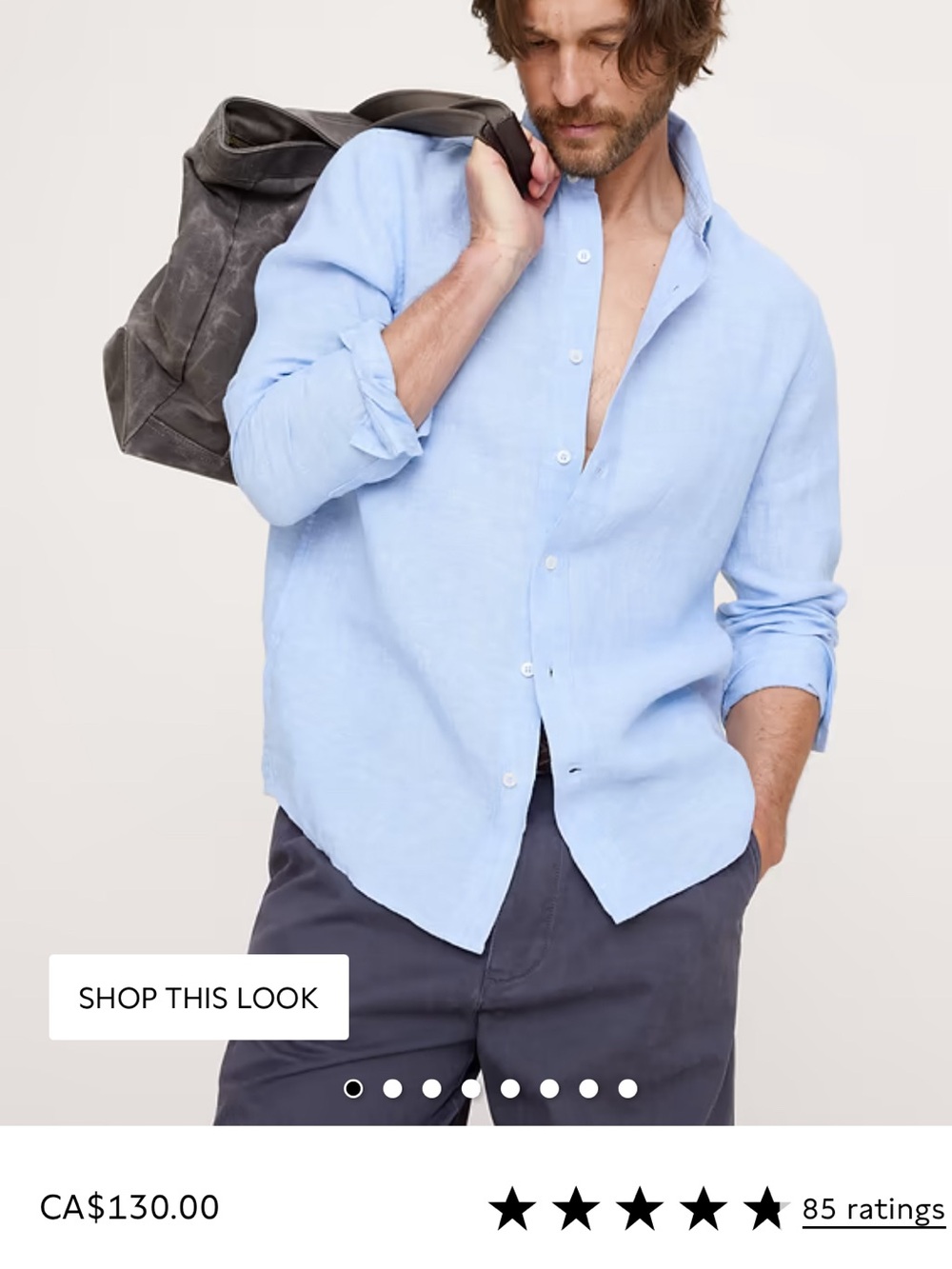 NEW Banana Republic Men’s light blue linen Shirt. Size L